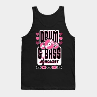 DRUM AND BASS  - 3 Records & Hearts (White/Pink) Tank Top